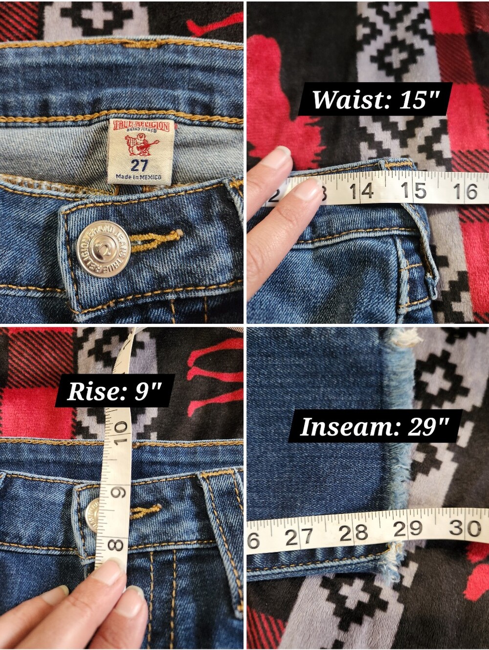 True Religion Super Skinny Flap Frayed Ankle Jeans Medium Wash 27 EUC - Picture 12 of 12